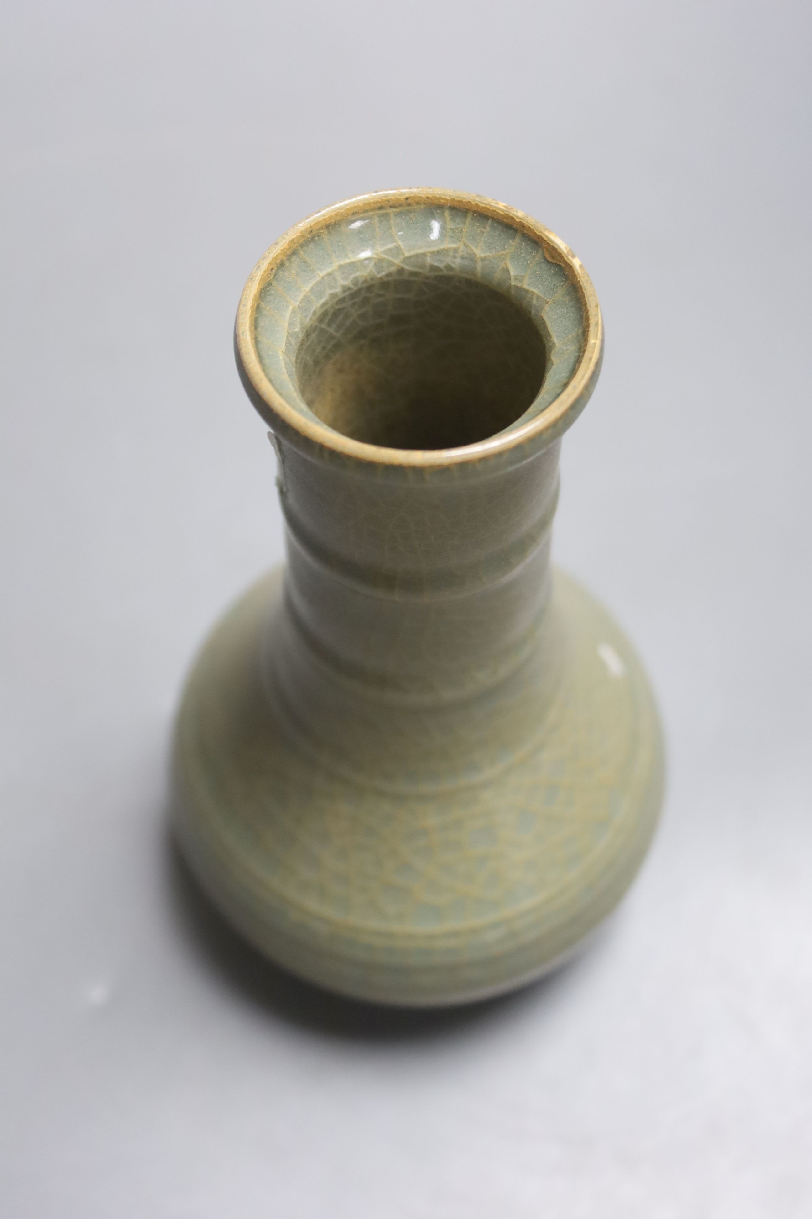 A Chinese celadon bottle vase 15.5cm
